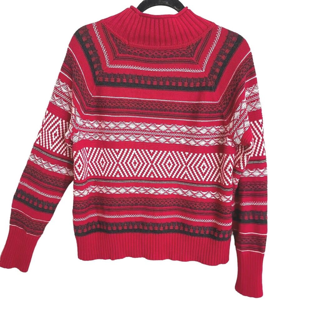 Ralph Lauren Chaps Sweater Sz L Womens Aztec Southwestern Fair Isle Mock Turtle‎